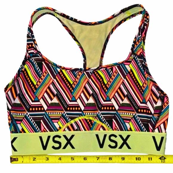 VSX Victoria Secret Performance Sports Bra Racerback Geometric Medium EUC - Picture 1 of 5